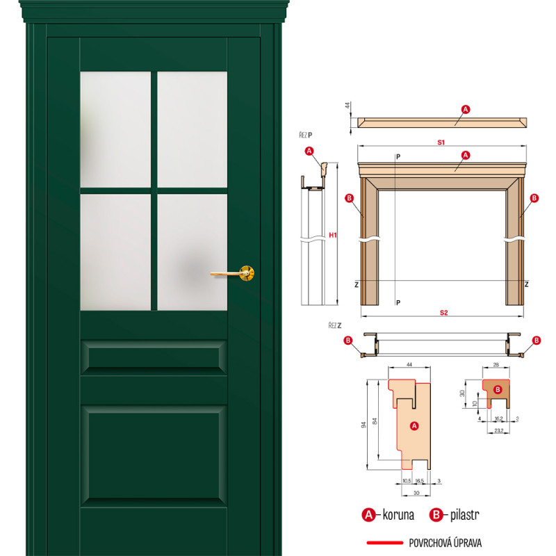 Koruna a pilastr: Koruna a pilastr (obě strany)